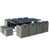 Gardeon Outdoor Dining Set 13 Piece Wicker Table Chairs Setting Grey Chez Guru